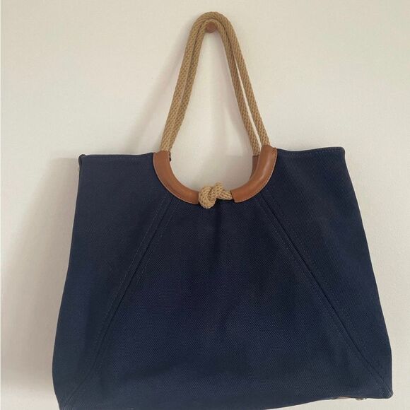 Michael Kors Isla Ring Canvas Shoulder Tote Bag Admiral Blue - Picture 3 of 5